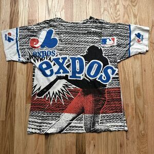 Men's Vintage 90's Magic Johnson T's Montreal Expos All Over Print T Shirt Tee M